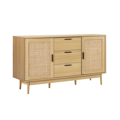 Artiss Rattan Buffet Sideboard - BRIONY Oak FURNI-E-RAT-SID-3D-WD-AB