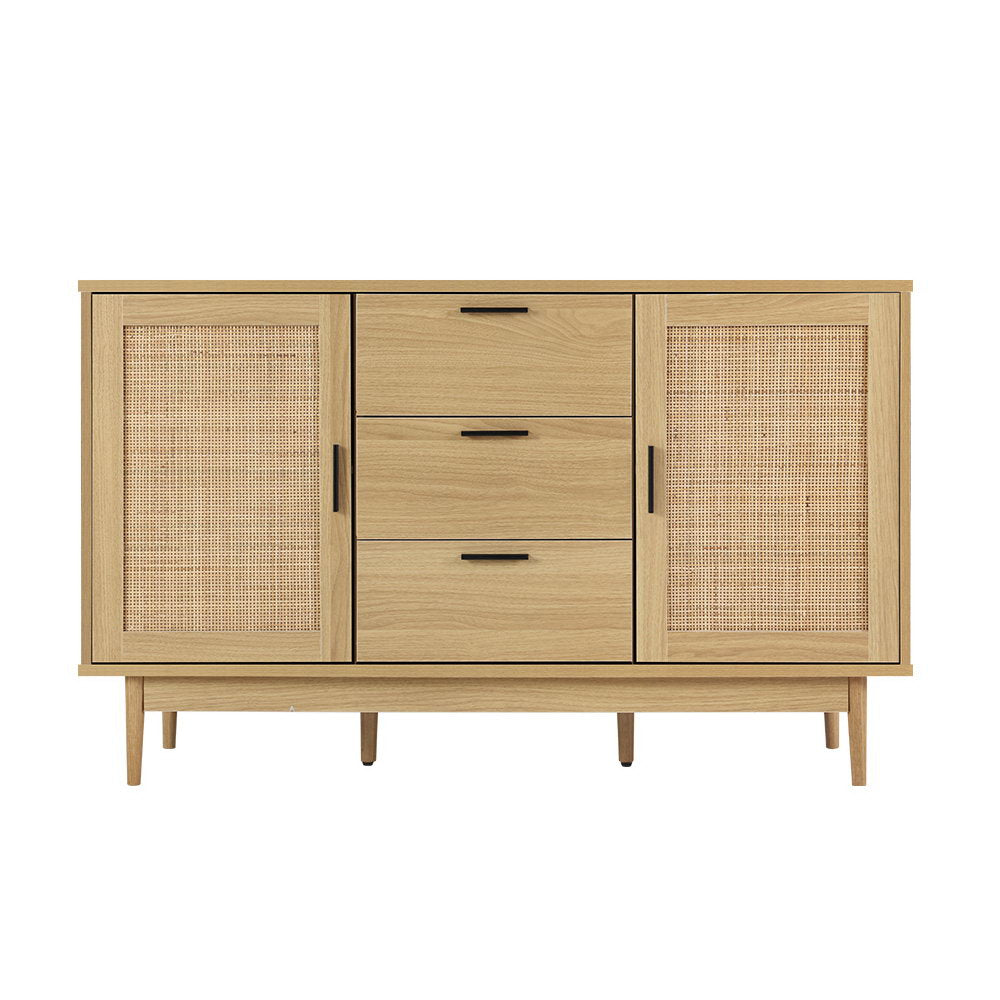 Artiss Rattan Buffet Sideboard - BRIONY Oak FURNI-E-RAT-SID-3D-WD-AB