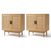 Artiss 2x Buffet Sideboard Cabinet Rattan Cupboard 2 Doors Storage Pantry BRIONY FURNI-E-RAT-SID90-WDX2