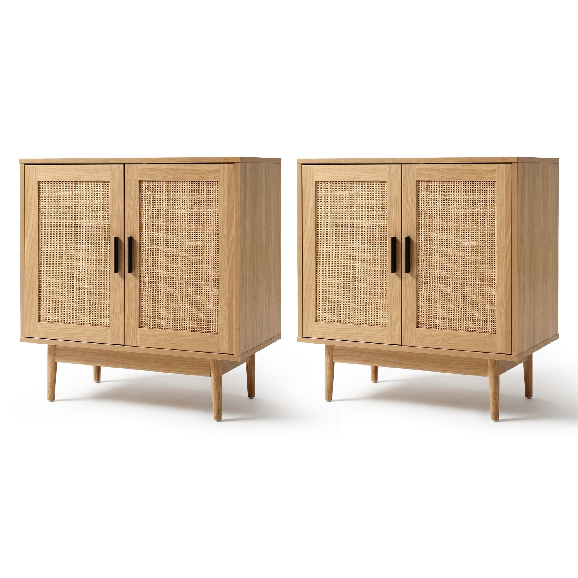 Artiss 2x Buffet Sideboard Cabinet Rattan Cupboard 2 Doors Storage Pantry BRIONY FURNI-E-RAT-SID90-WDX2