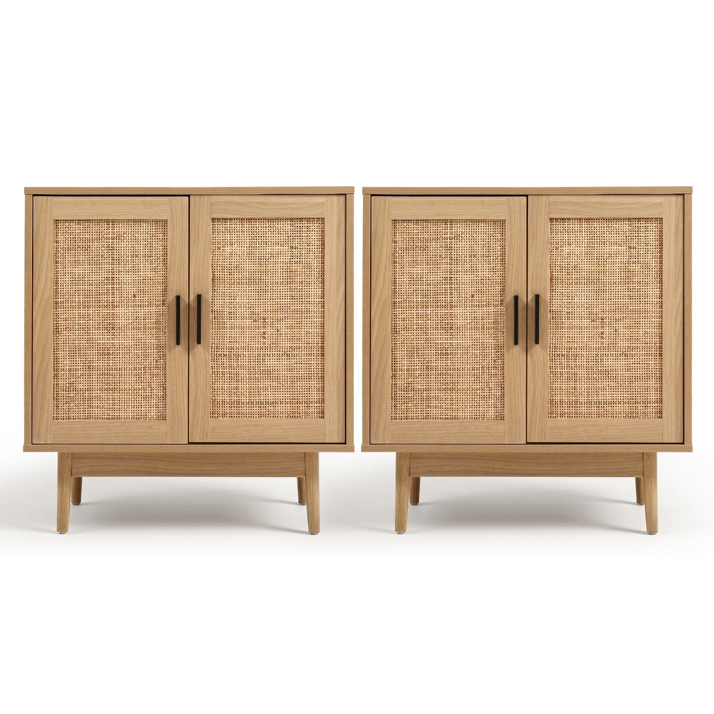 Artiss 2x Buffet Sideboard Cabinet Rattan Cupboard 2 Doors Storage Pantry BRIONY FURNI-E-RAT-SID90-WDX2
