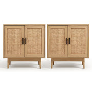 Artiss 2x Buffet Sideboard Cabinet Rattan Cupboard 2 Doors Storage Pantry BRIONY FURNI-E-RAT-SID90-WDX2