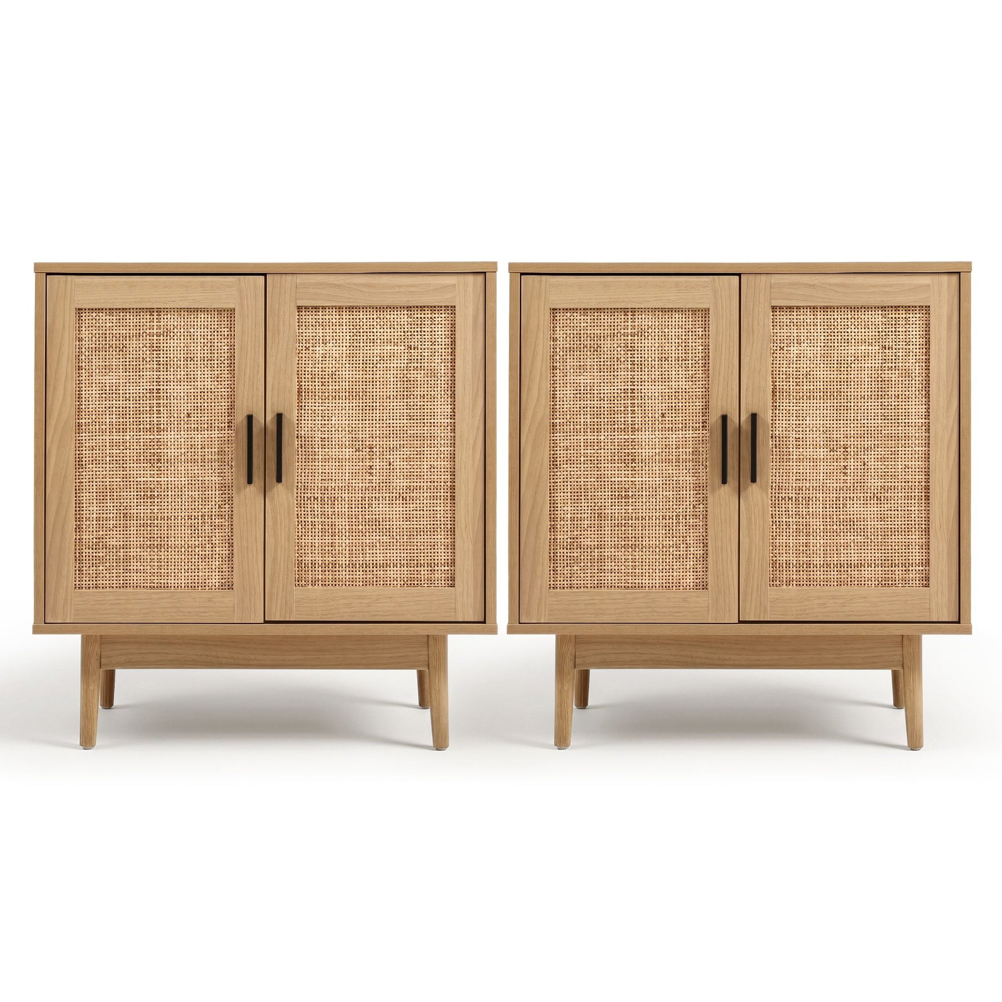 Artiss 2x Buffet Sideboard Cabinet Rattan Cupboard 2 Doors Storage Pantry BRIONY FURNI-E-RAT-SID90-WDX2