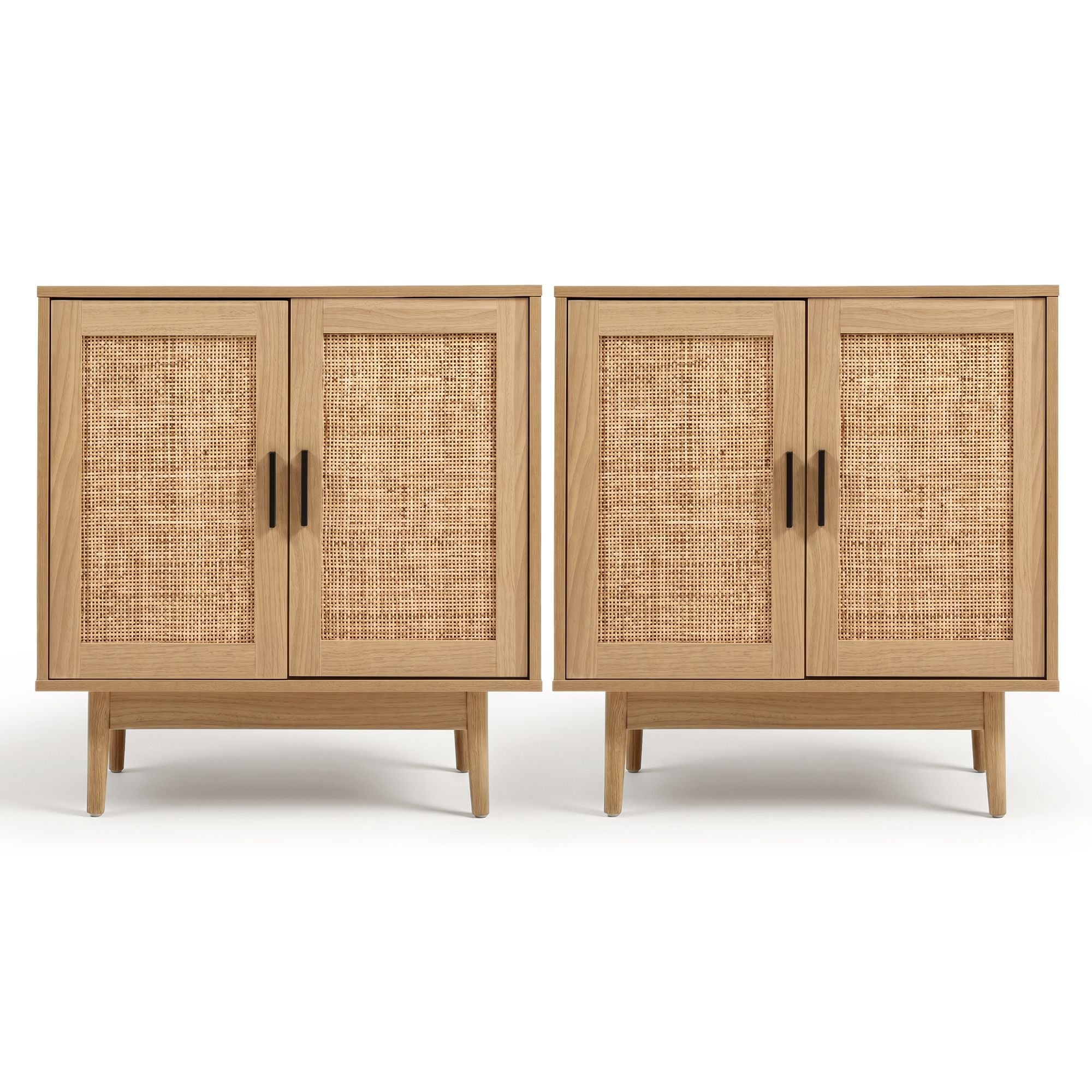 Artiss 2x Buffet Sideboard Cabinet Rattan Cupboard 2 Doors Storage Pantry BRIONY FURNI-E-RAT-SID90-WDX2