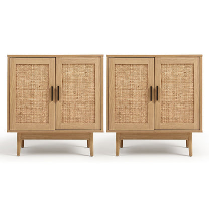 Artiss 2x Buffet Sideboard Cabinet Rattan Cupboard 2 Doors Storage Pantry BRIONY FURNI-E-RAT-SID90-WDX2
