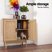 Artiss 2x Buffet Sideboard Cabinet Rattan Cupboard 2 Doors Storage Pantry BRIONY FURNI-E-RAT-SID90-WDX2