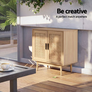 Artiss 2x Buffet Sideboard Cabinet Rattan Cupboard 2 Doors Storage Pantry BRIONY FURNI-E-RAT-SID90-WDX2