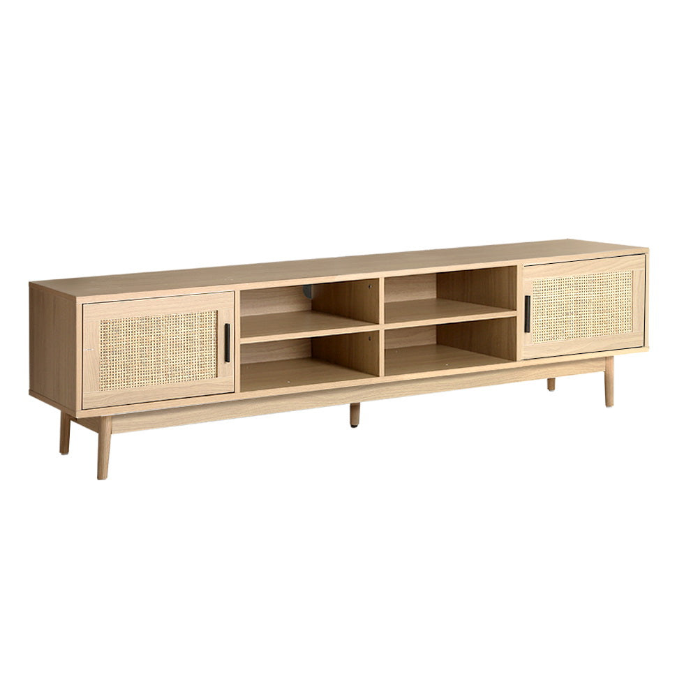 Artiss TV Cabinet Entertainment Unit 180cm Rattan Cole FURNI-E-RAT-TV180-WD-AB