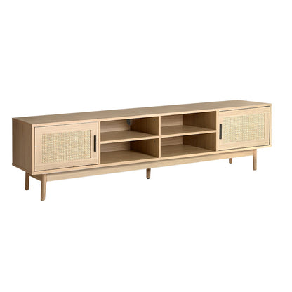 Artiss TV Cabinet Entertainment Unit 180cm Rattan Cole FURNI-E-RAT-TV180-WD-AB