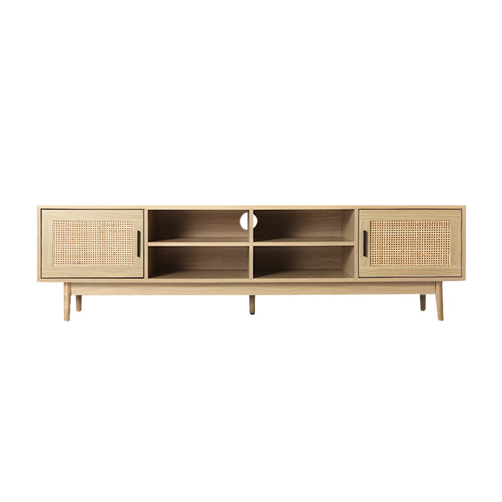 Artiss TV Cabinet Entertainment Unit 180cm Rattan Cole FURNI-E-RAT-TV180-WD-AB
