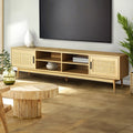 Artiss TV Cabinet Entertainment Unit 180cm Rattan Cole FURNI-E-RAT-TV180-WD-AB