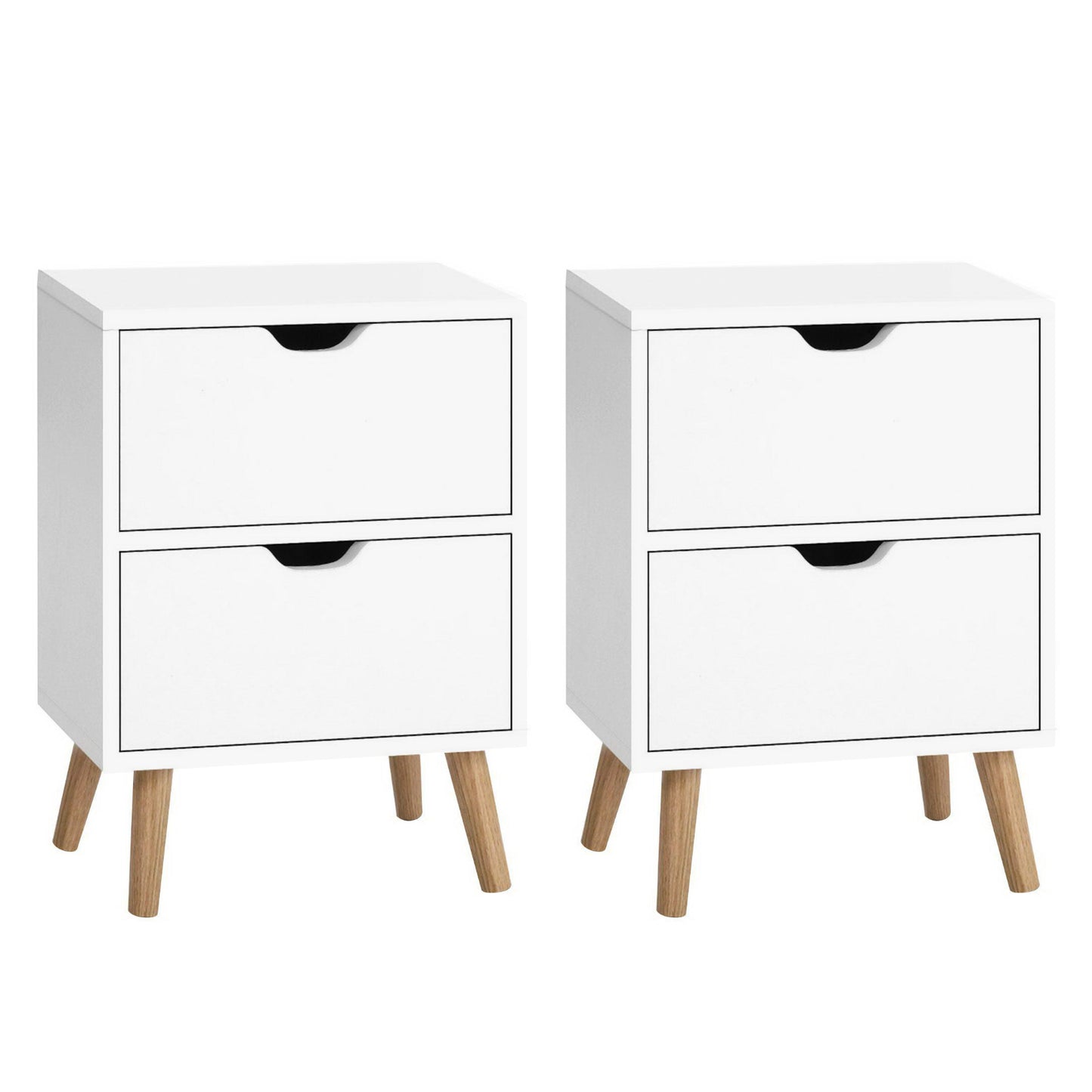 Artiss 2X Bedside Table 2 Drawers - BODEN White FURNI-E-SCAN-BS01-WHX2