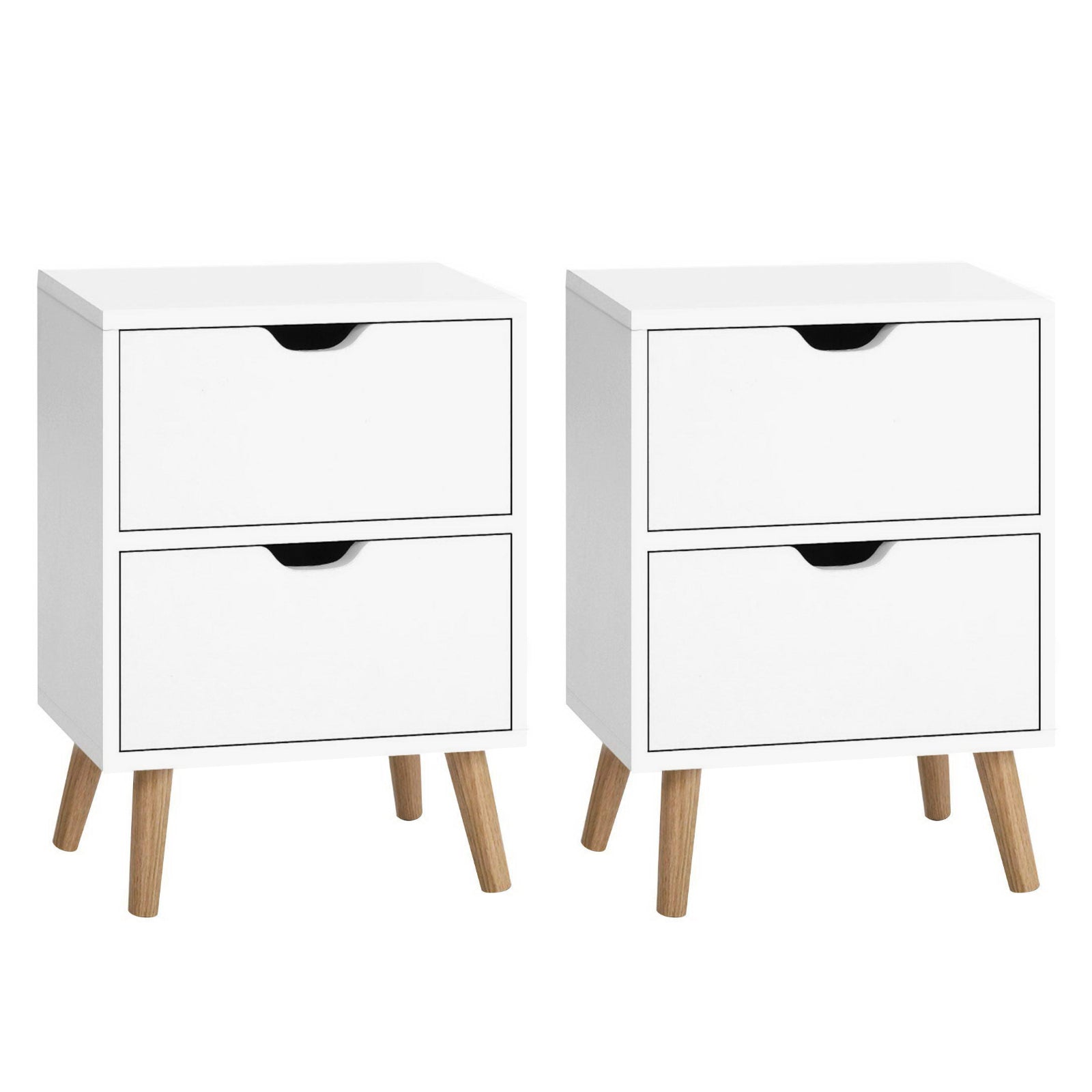 Artiss 2X Bedside Table 2 Drawers - BODEN White FURNI-E-SCAN-BS01-WHX2
