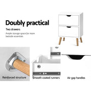 Artiss 2X Bedside Table 2 Drawers - BODEN White FURNI-E-SCAN-BS01-WHX2