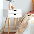 Artiss Bedside Table 2 Drawers - BODIE White FURNI-E-SCAN-BS02-WH