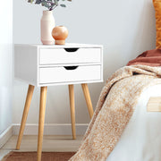 Artiss Bedside Table 2 Drawers - BODIE White FURNI-E-SCAN-BS02-WH