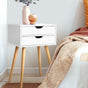 Artiss Bedside Table 2 Drawers - BODIE White FURNI-E-SCAN-BS02-WH