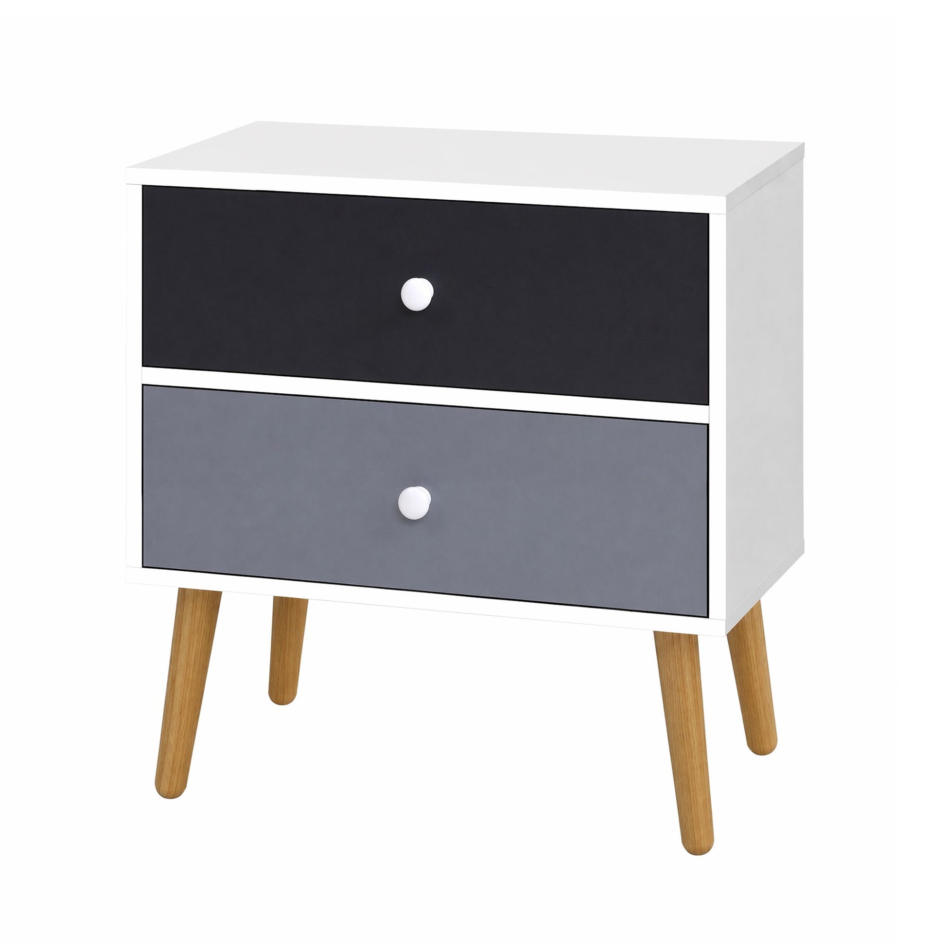 Artiss Bedside Table 2 Drawers - BONDS White FURNI-E-SCAN-BS03-WHBK