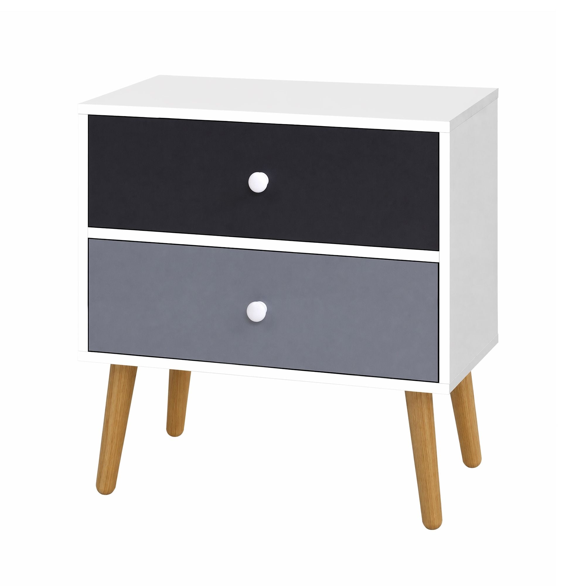 Artiss Bedside Table 2 Drawers - BONDS White FURNI-E-SCAN-BS03-WHBK