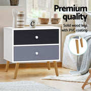 Artiss Bedside Table 2 Drawers - BONDS White FURNI-E-SCAN-BS03-WHBK