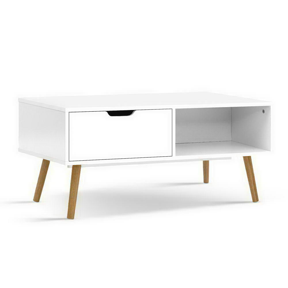Artiss Coffee Table Storage Drawer White Larin FURNI-E-SCAN-COF02-WH