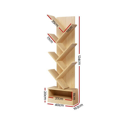 Artiss Tree Bookshelf 7 Tiers - ECHO Oak FURNI-E-SHELF-7T-NT