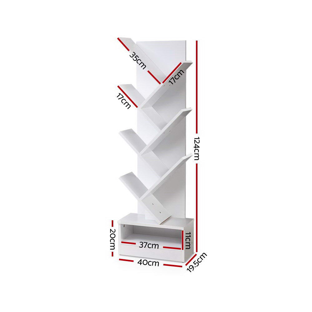 Artiss Tree Bookshelf 7 Tiers - ECHO White FURNI-E-SHELF-7T-WH