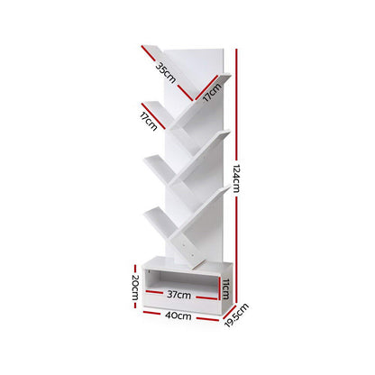 Artiss Tree Bookshelf 7 Tiers - ECHO White FURNI-E-SHELF-7T-WH