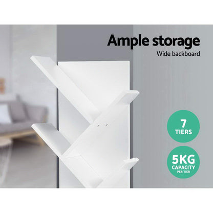 Artiss Tree Bookshelf 7 Tiers - ECHO White FURNI-E-SHELF-7T-WH