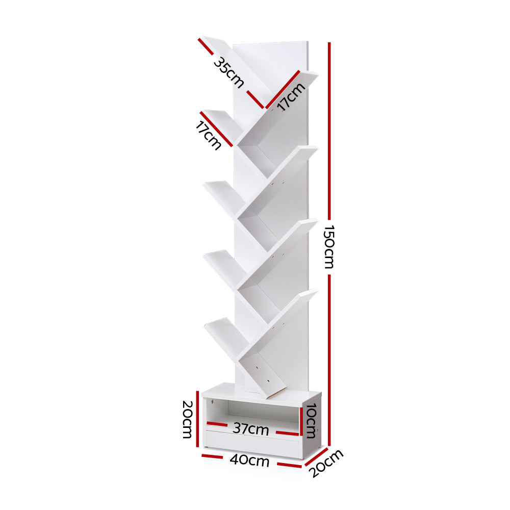 Artiss Tree Bookshelf 9 Tiers - ECHO White FURNI-E-SHELF-9T-WH