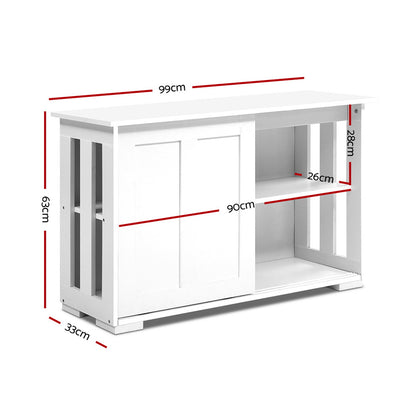 Artiss Buffet Sideboard Sliding Doors - SERA White FURNI-E-SIDE102-WH