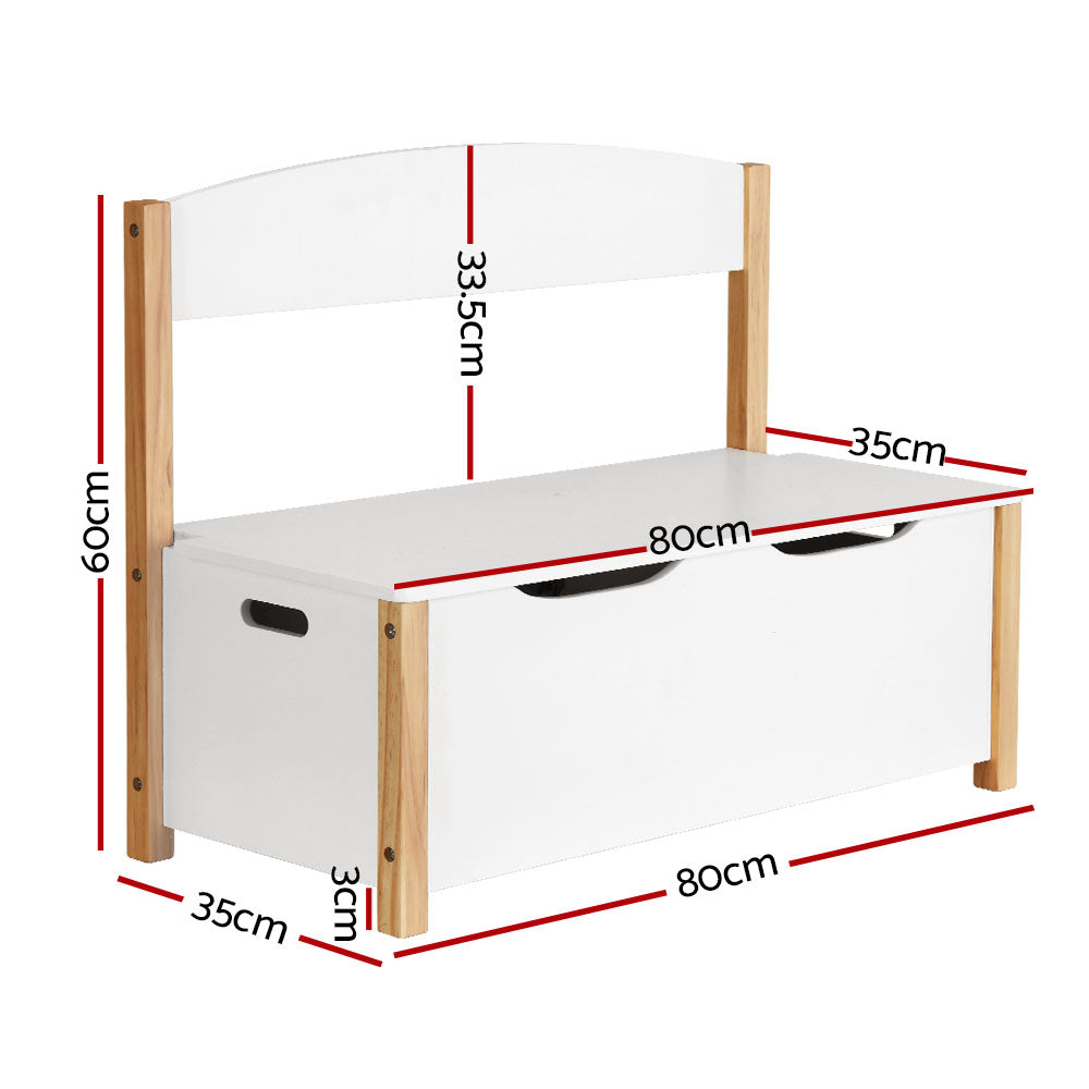 Keezi Kids Toy Box Chest Storage Blanket Children Organiser Seating Bench FURNI-E-STORAGE-A2514-WH