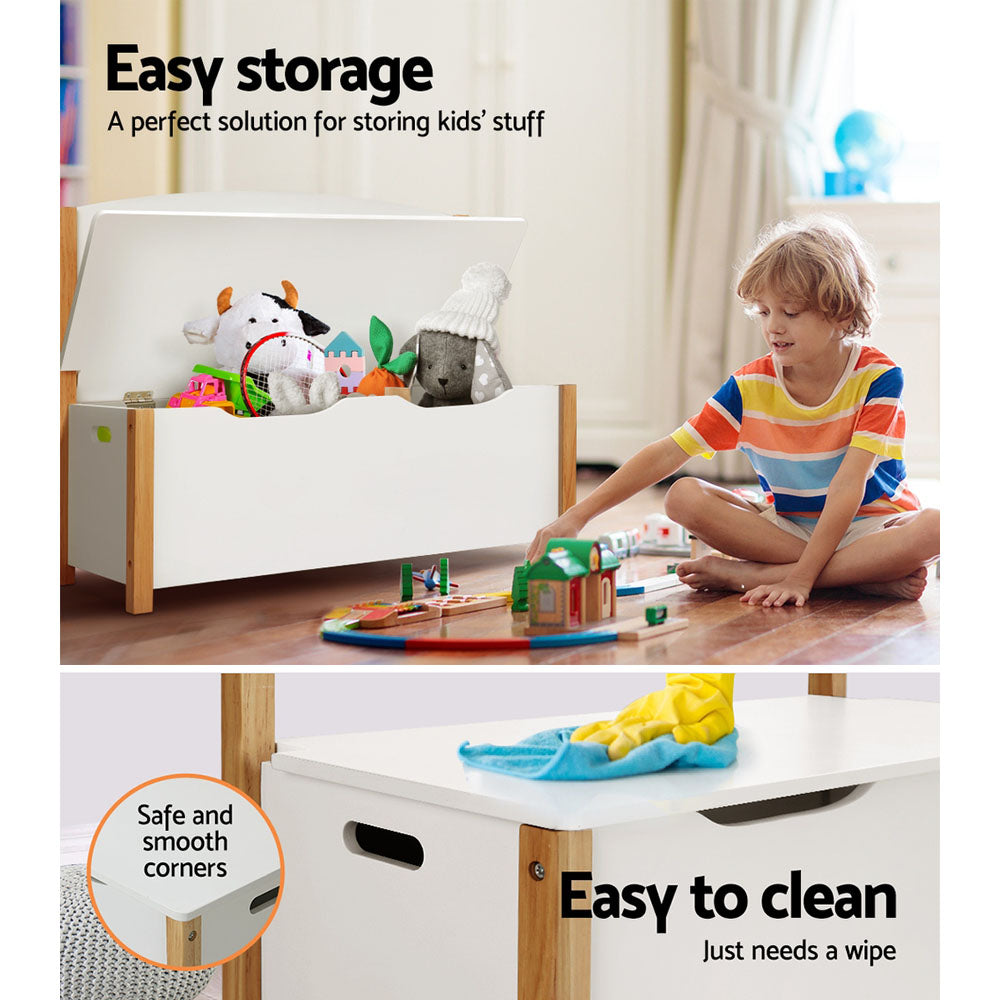 Keezi Kids Toy Box Chest Storage Blanket Children Organiser Seating Bench FURNI-E-STORAGE-A2514-WH
