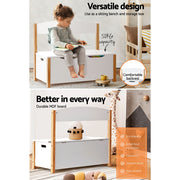 Keezi Kids Toy Box Chest Storage Blanket Children Organiser Seating Bench FURNI-E-STORAGE-A2514-WH