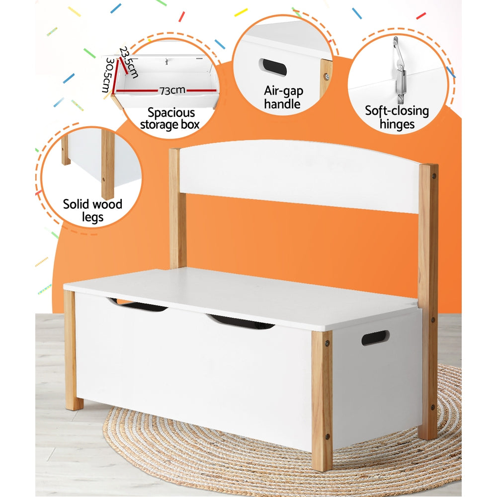 Keezi Kids Toy Box Chest Storage Blanket Children Organiser Seating Bench FURNI-E-STORAGE-A2514-WH