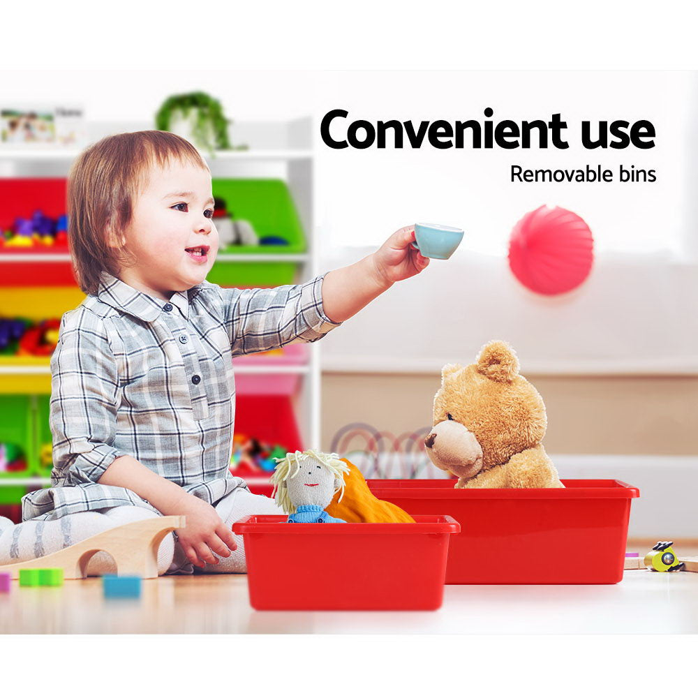 Keezi Kids Toy Box 8 Bins Bookshelf Storage Rack Organiser Toy Display FURNI-E-TOY200-8BIN-WH
