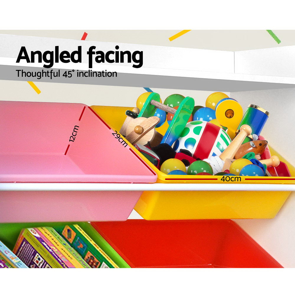 Keezi Kids Toy Box 8 Bins Bookshelf Storage Rack Organiser Toy Display FURNI-E-TOY200-8BIN-WH