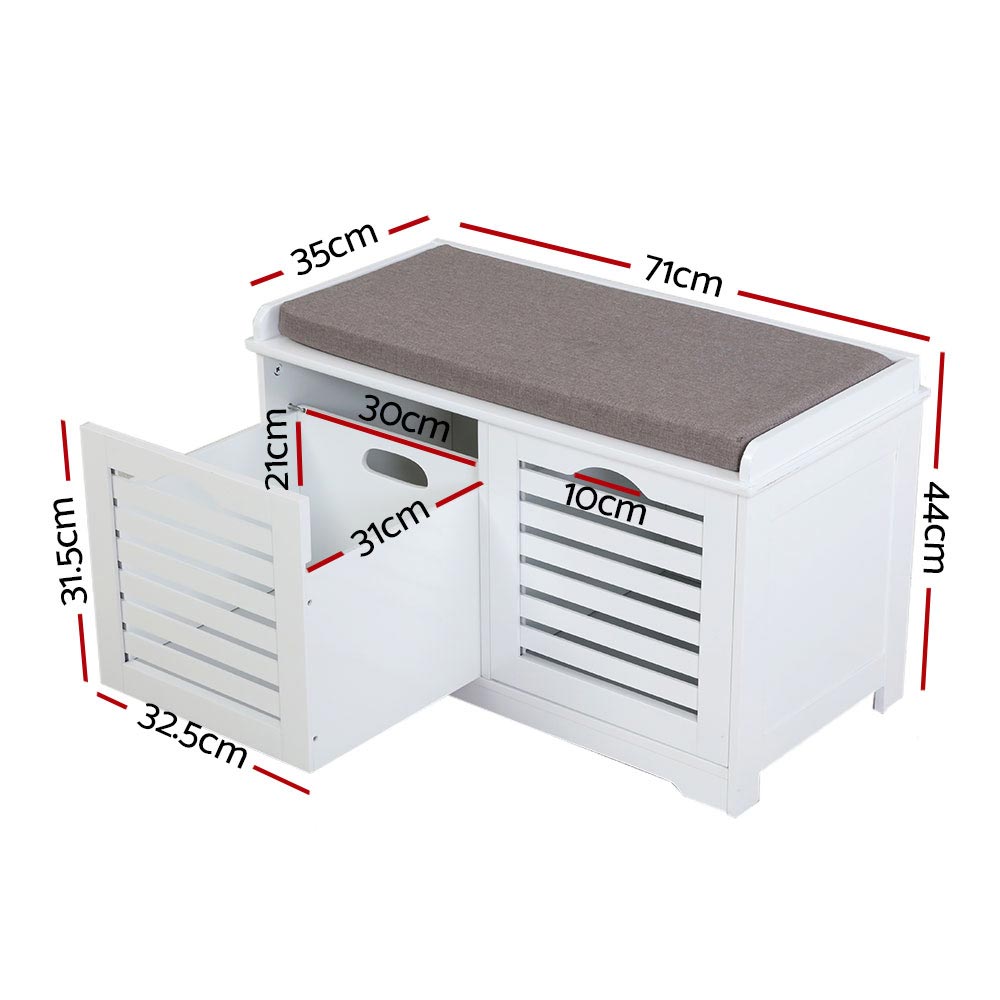 Artiss Shoe Rack Cabinet Bench White Caye FURNI-F-SH127-WH-GY