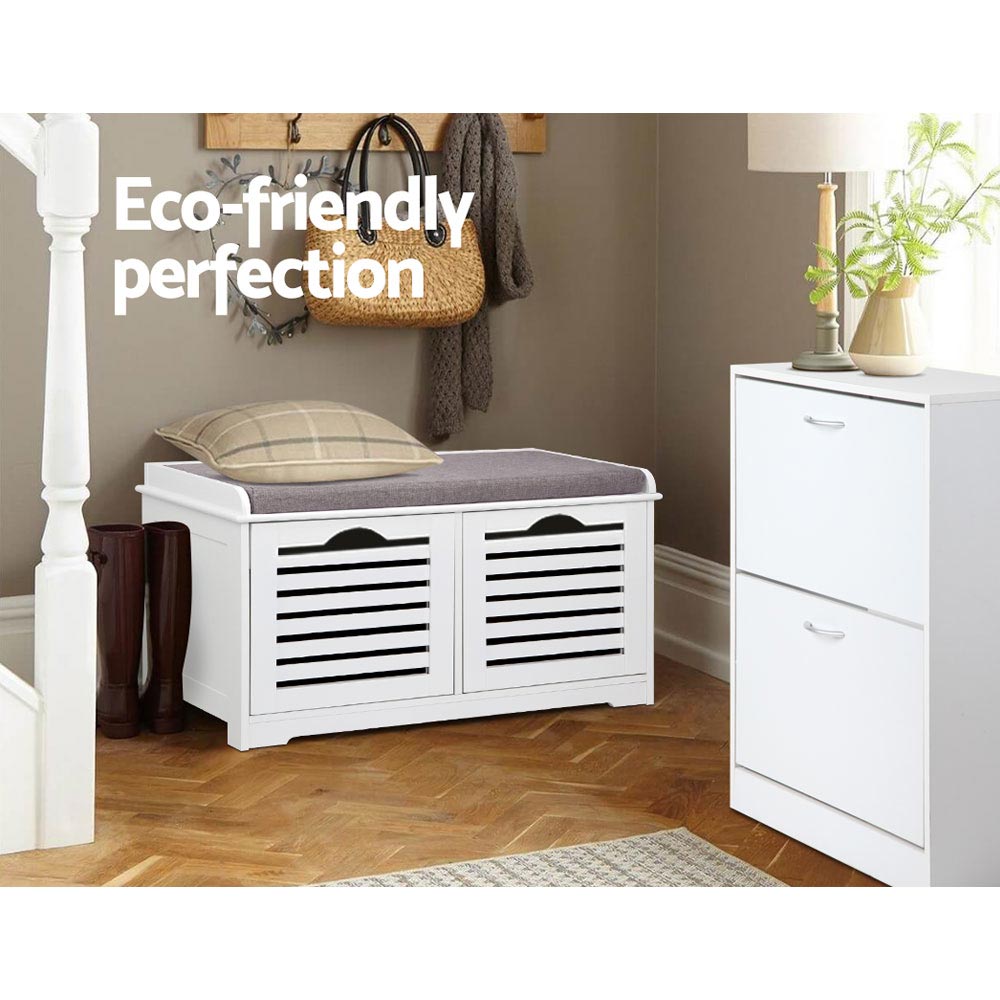 Artiss Shoe Rack Cabinet Bench White Caye FURNI-F-SH127-WH-GY