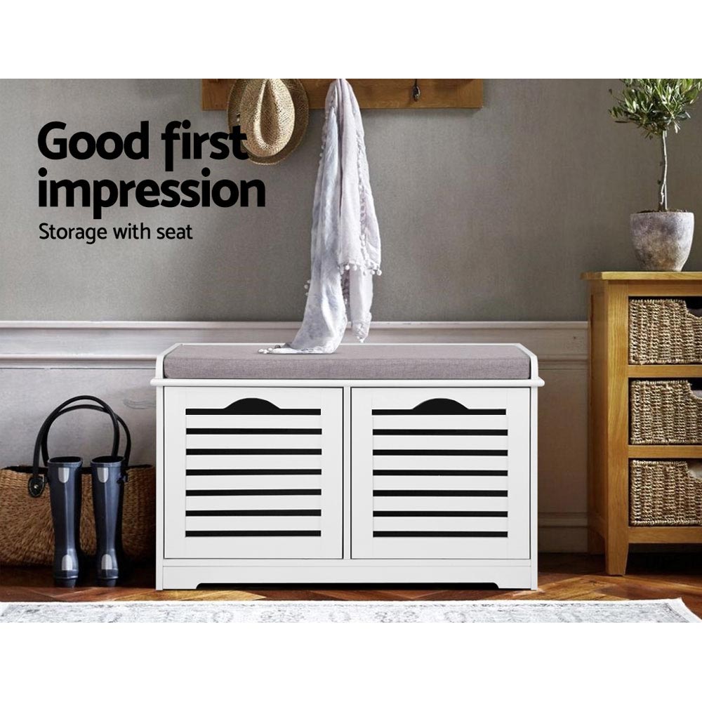 Artiss Shoe Rack Cabinet Bench White Caye FURNI-F-SH127-WH-GY