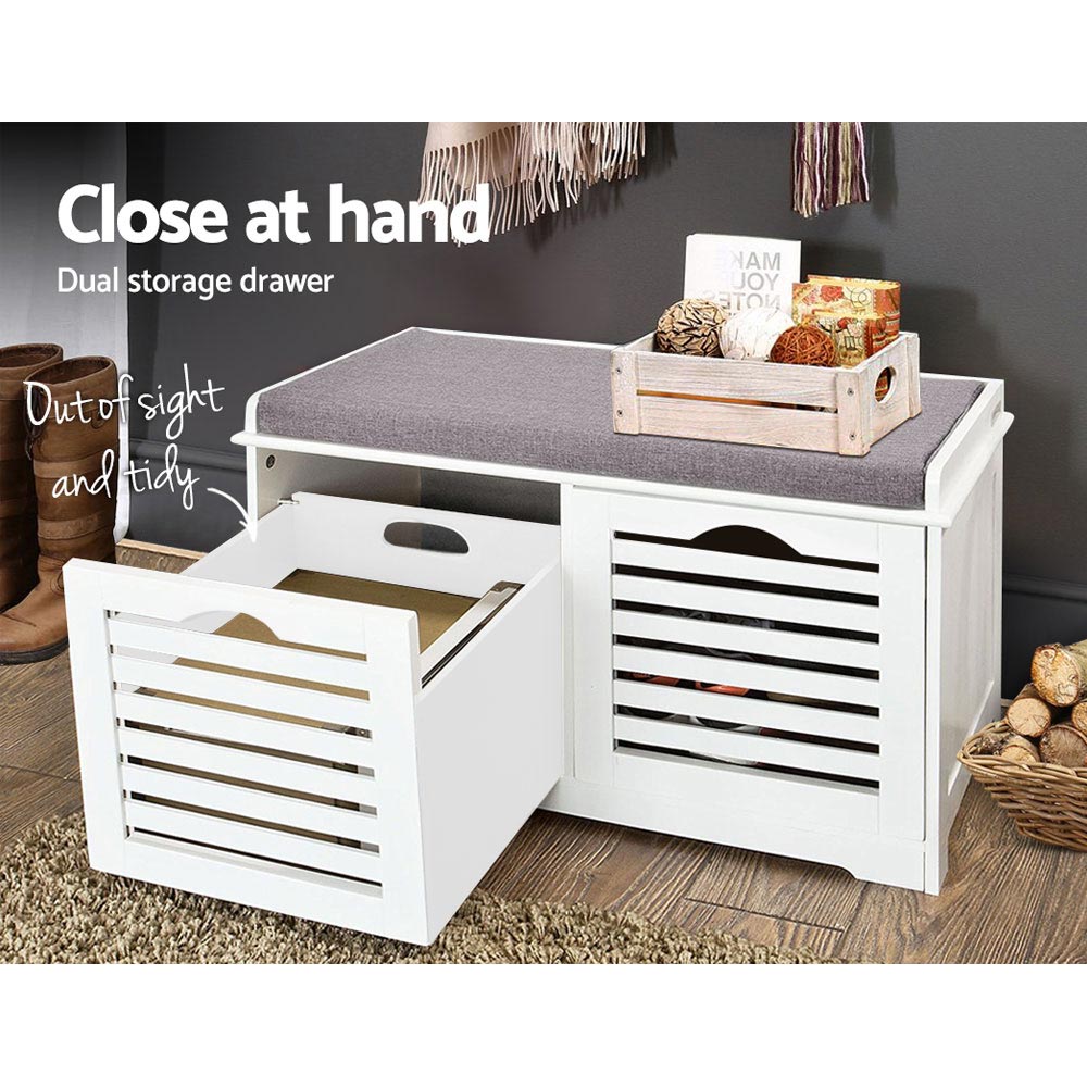 Artiss Shoe Rack Cabinet Bench White Caye FURNI-F-SH127-WH-GY