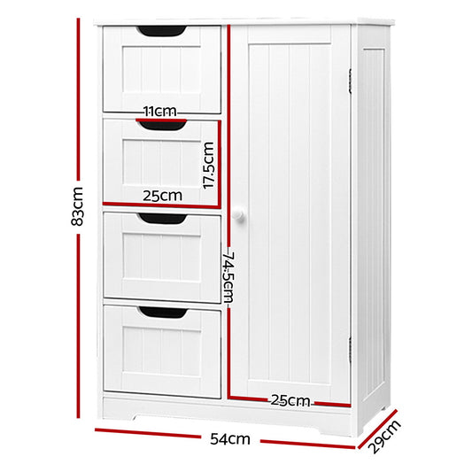 Artiss Bathroom Cabinet Storage Drawers White FURNI-G-BATH-5078-WH