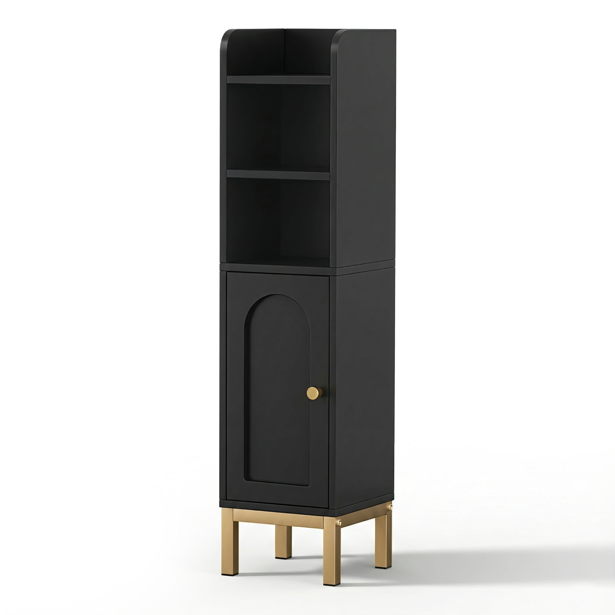 Artiss Bathroom Storage Cabinet Floor Organizer Toilet Corner Adjustable Black FURNI-G-BATH-AZ01-BK