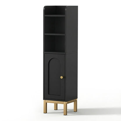 Artiss Bathroom Storage Cabinet Floor Organizer Toilet Corner Adjustable Black FURNI-G-BATH-AZ01-BK