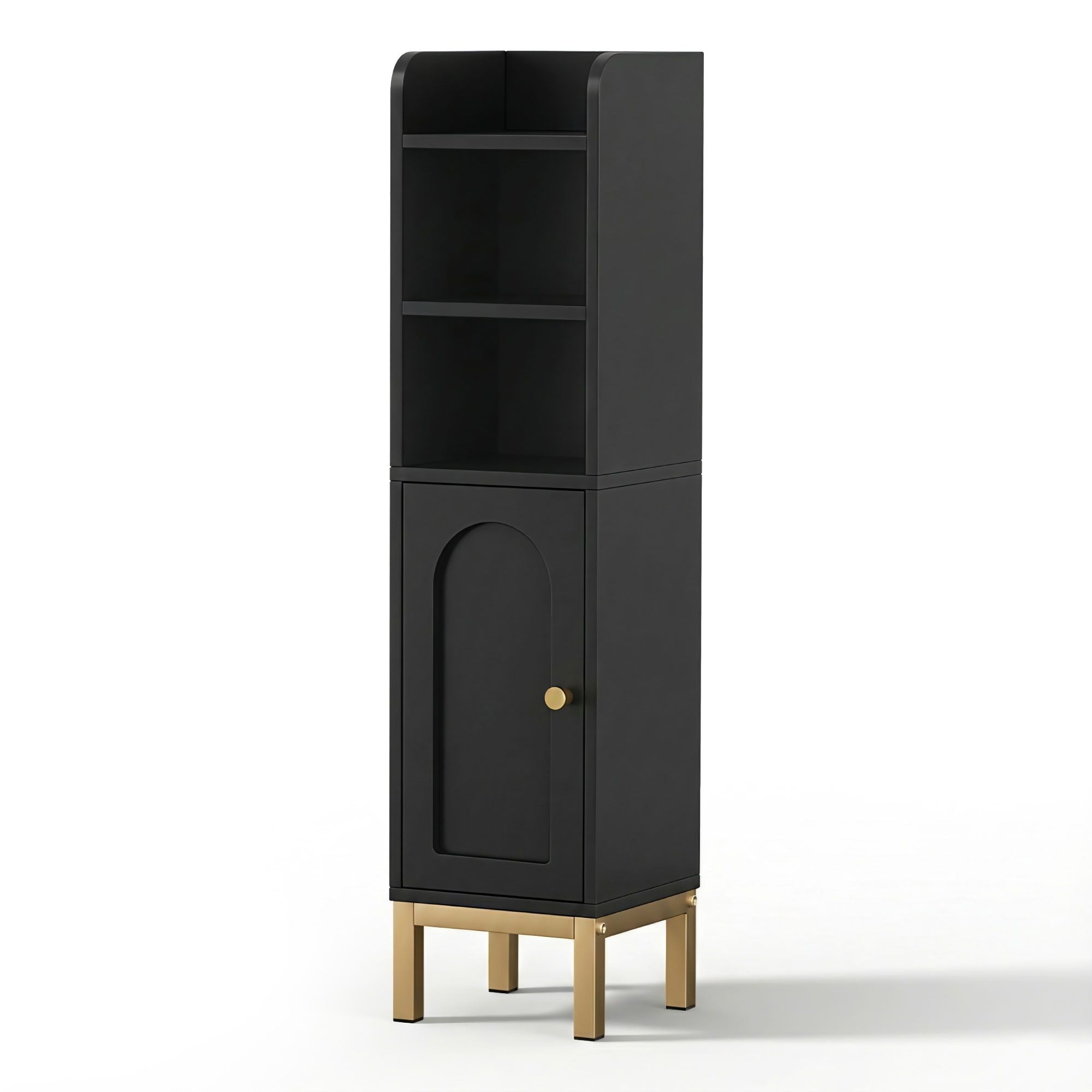 Artiss 2X Bathroom Storage Cabinet Floor Organizer Toilet Corner Adjustable Black FURNI-G-BATH-AZ01-BKX2