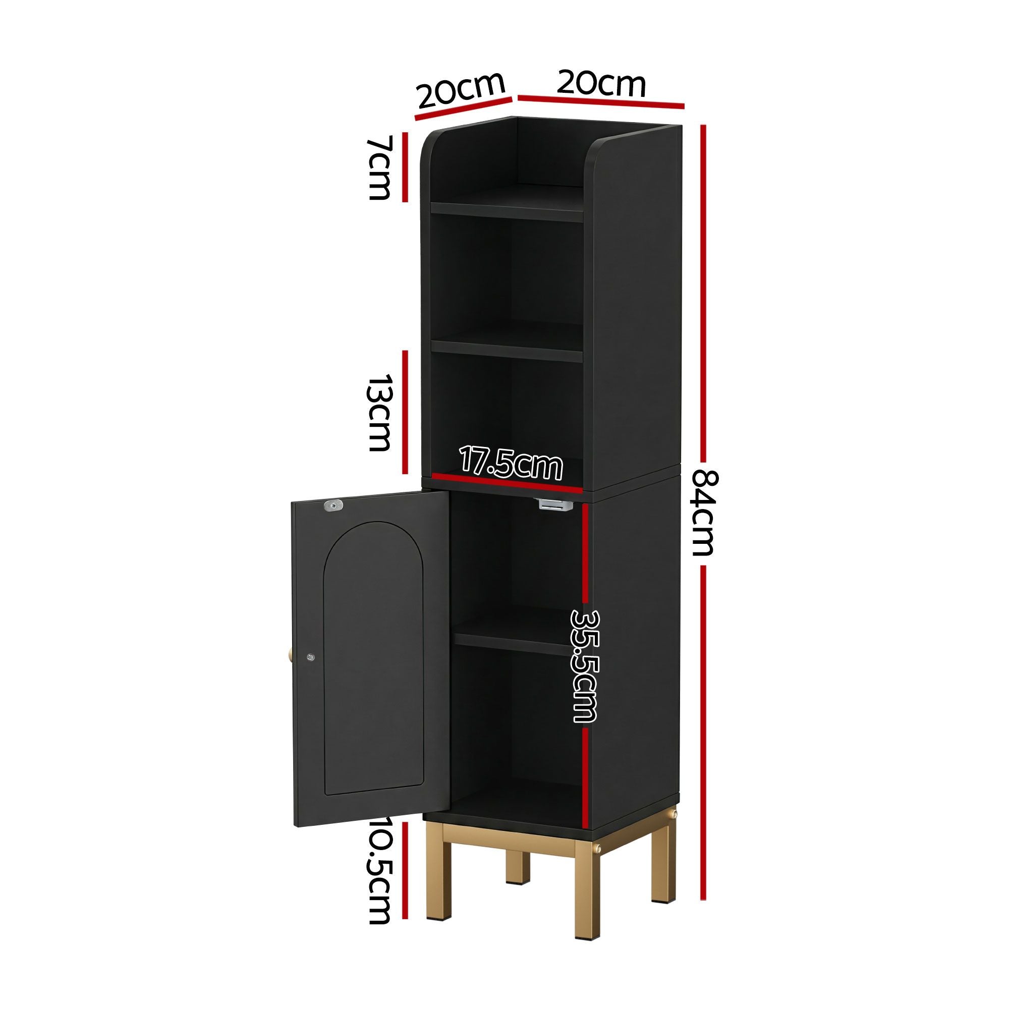 Artiss 2X Bathroom Storage Cabinet Floor Organizer Toilet Corner Adjustable Black FURNI-G-BATH-AZ01-BKX2