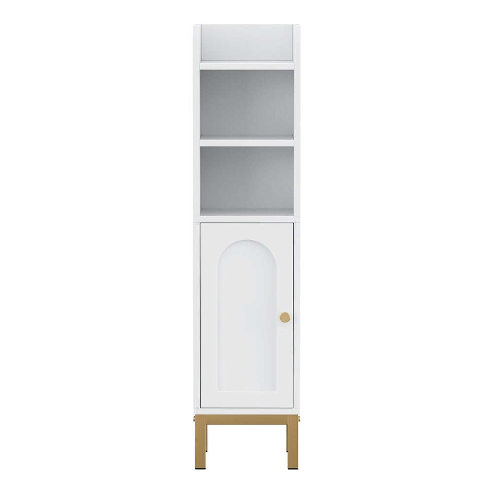 Artiss Bathroom Storage Cabinet Floor Organizer Toilet Corner Adjustable Shelf with Door White FURNI-G-BATH-AZ01-WH