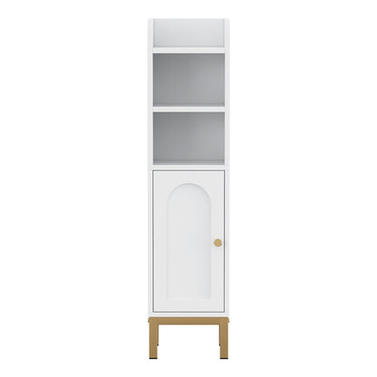 Artiss Bathroom Storage Cabinet Floor Organizer Toilet Corner Adjustable Shelf with Door White FURNI-G-BATH-AZ01-WH