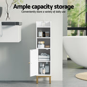 Artiss Bathroom Storage Cabinet Floor Organizer Toilet Corner Adjustable Shelf with Door White FURNI-G-BATH-AZ01-WH