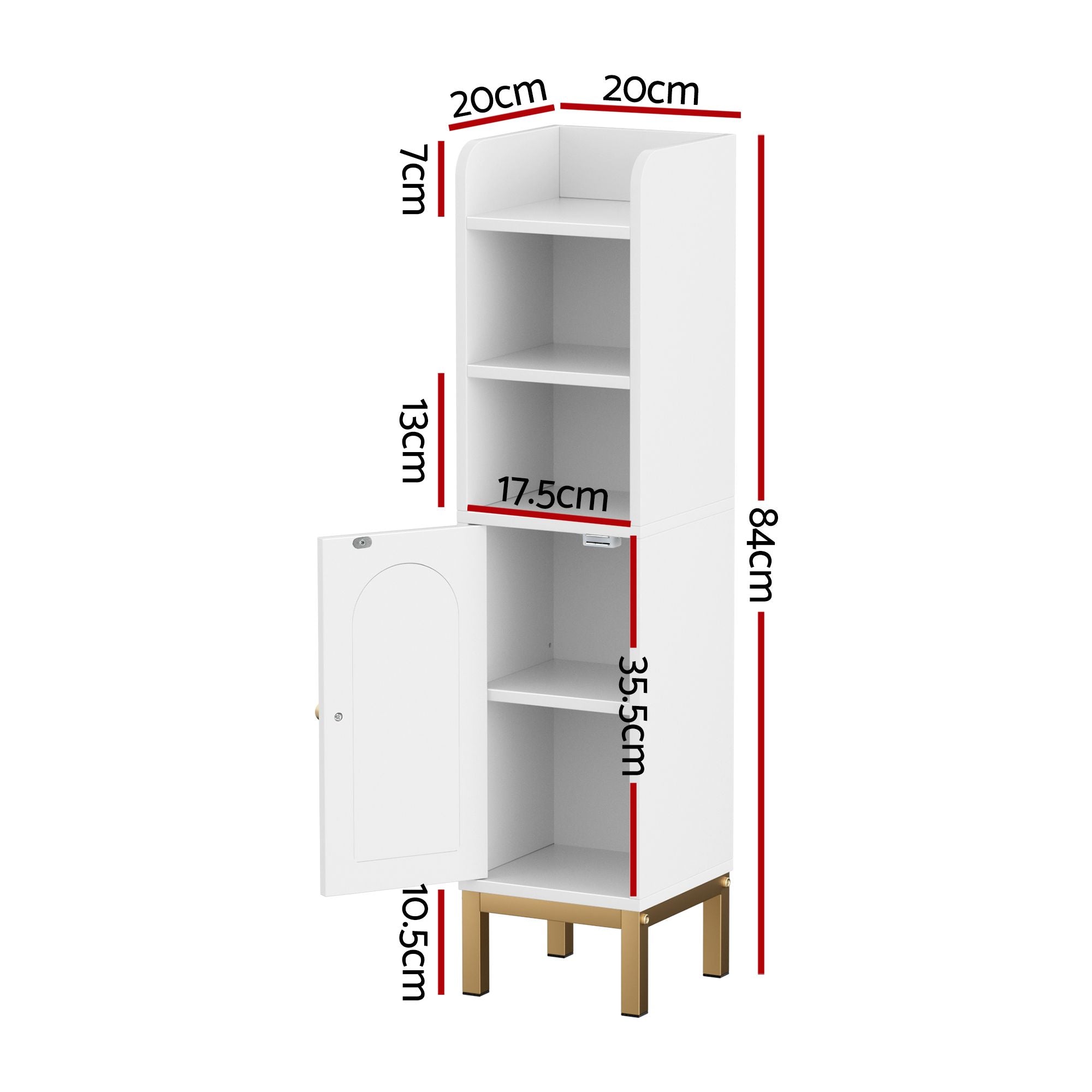 Artiss 2X Bathroom Storage Cabinet Floor Organizer Toilet Corner Adjustable Shelf with Door White FURNI-G-BATH-AZ01-WHX2